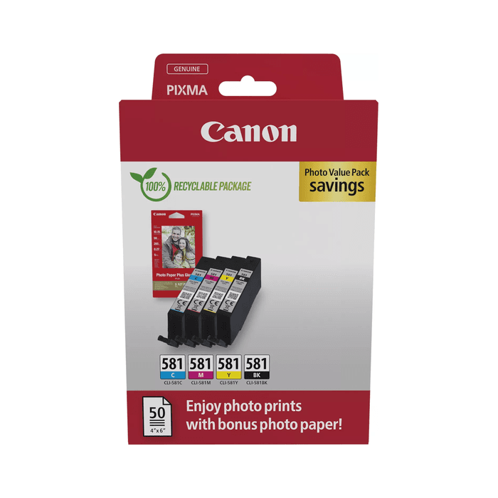 Komplet barvnih kartuš Canon CLI-581 + Foto papir / Original