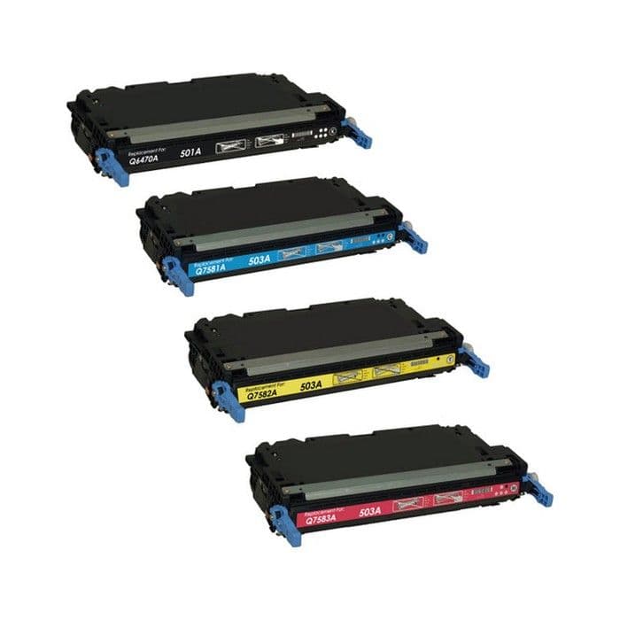 Komplet tonerjev za HP 501A in HP 503A (Q6470A, Q7581A, Q7582A, Q7583A), kompatibilni
