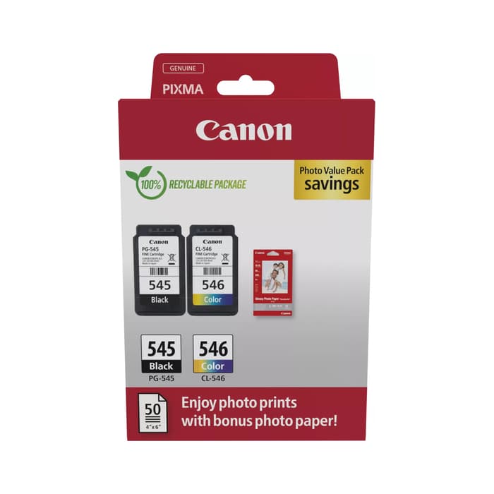 Komplet kartuš Canon PG-545 in CL-546 (+ 50x GP-501 foto papir) / Original