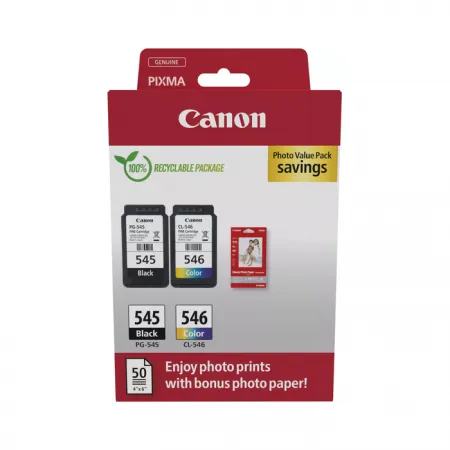 Komplet kartuš Canon PG-545 in CL-546 (+ 50x GP-501 foto papir) / Original