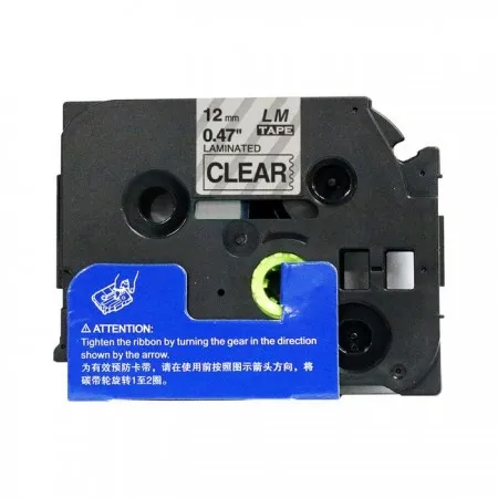 Trak Brother TZe-131 (12 mm, črno na prozornem), kompatibilen